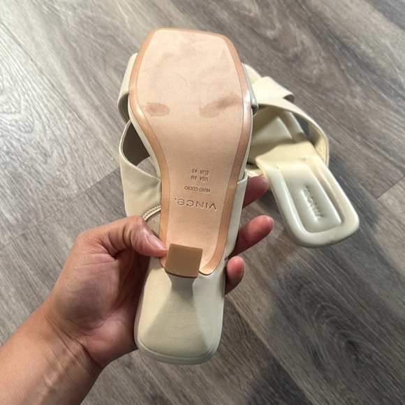 Vince Women's Cream Criss Cross-Strap Sandals Cecilia Square toe Elegant Shoes 9 - Picture 7 of 8